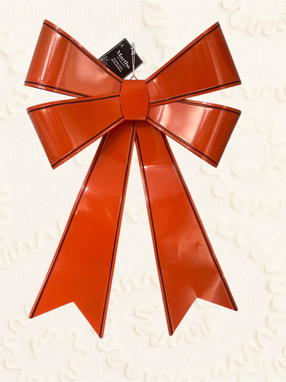 Martha Stewart Metal Bow Wreath Door Decoration 24” jumbo Oversized Orange bow